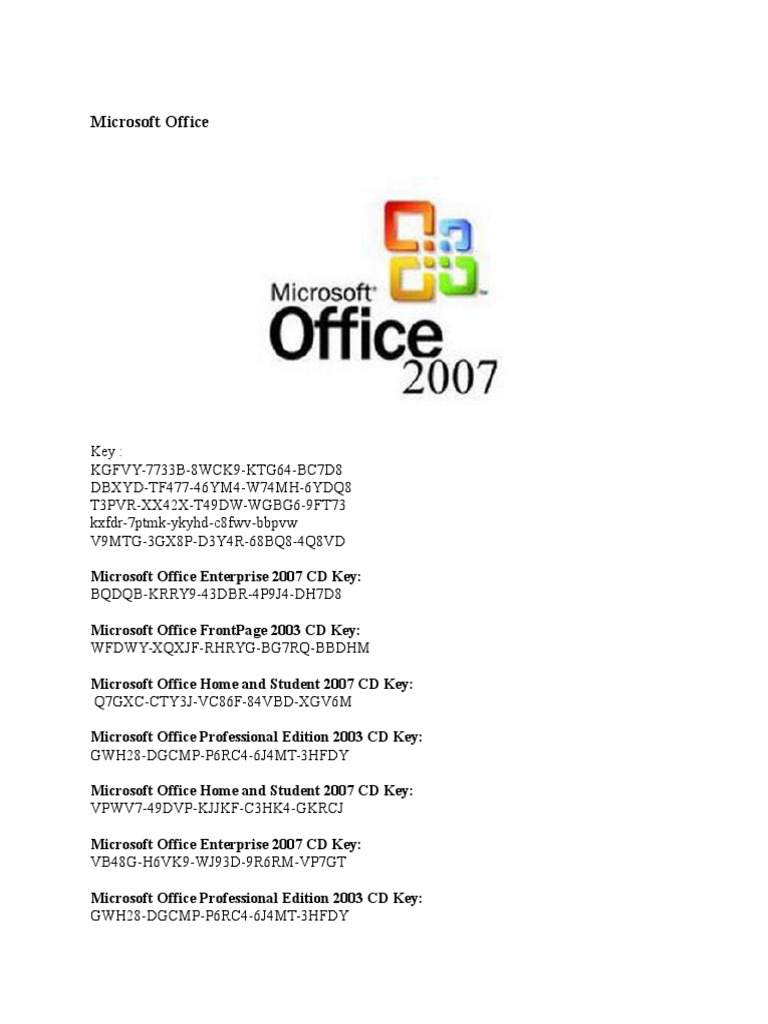 Microsoft office 2003 key