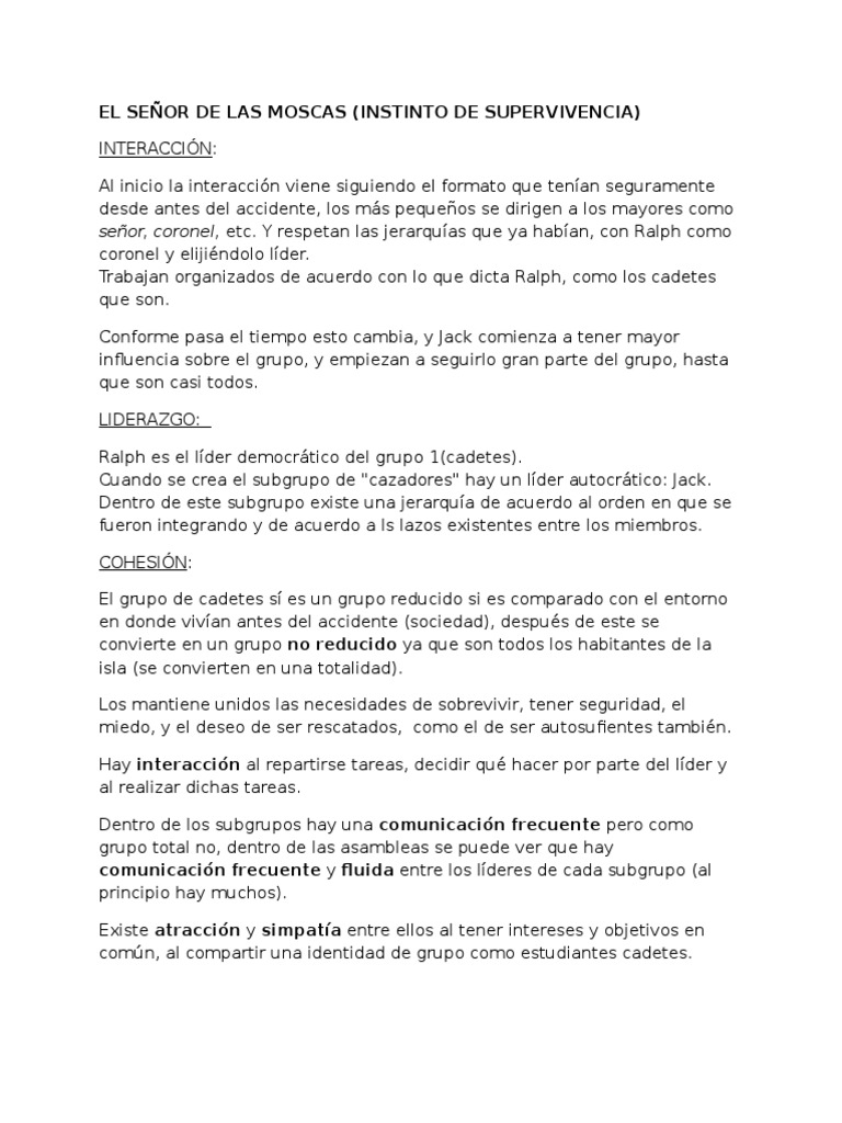El Señor de Las Mosca PDF Liderazgo Sicología