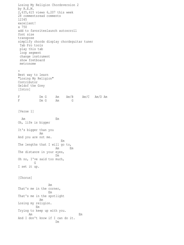 Losing My Religion by R.E.M. - Ukulele - Guitar Instructor