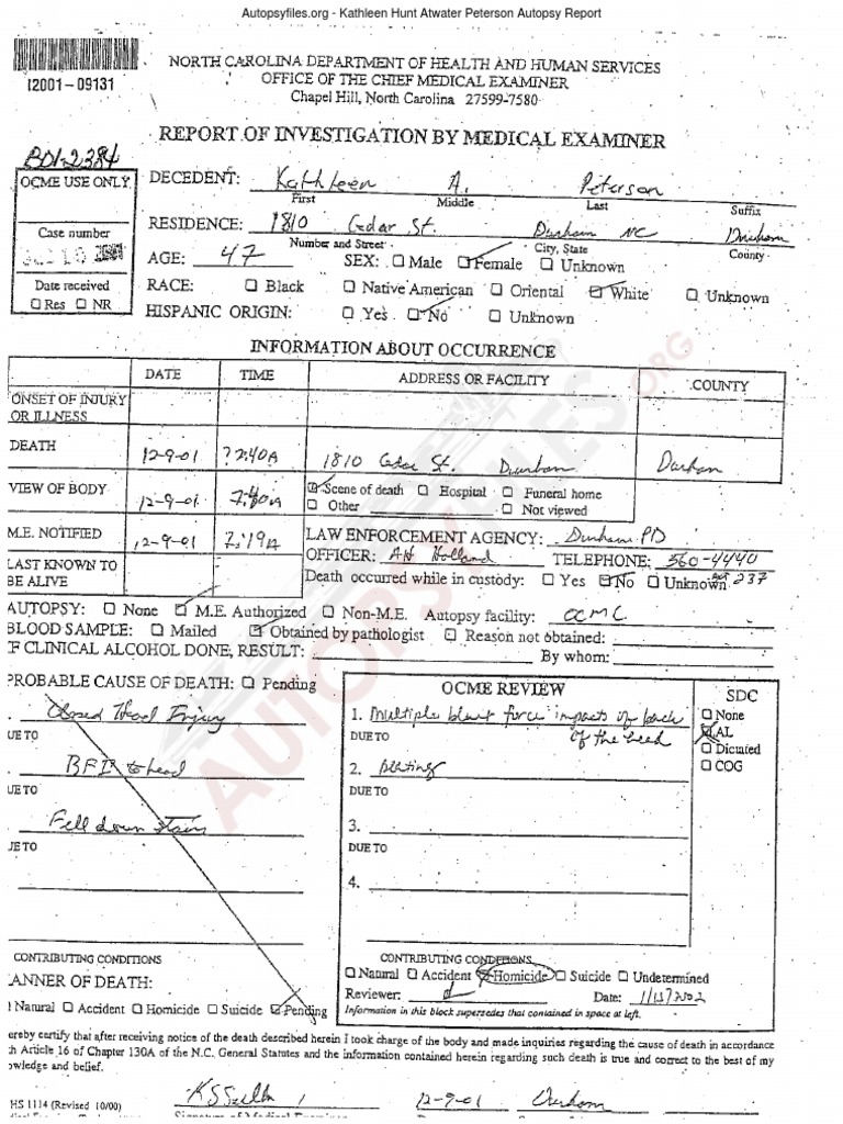 Peterson, Kathleen Report