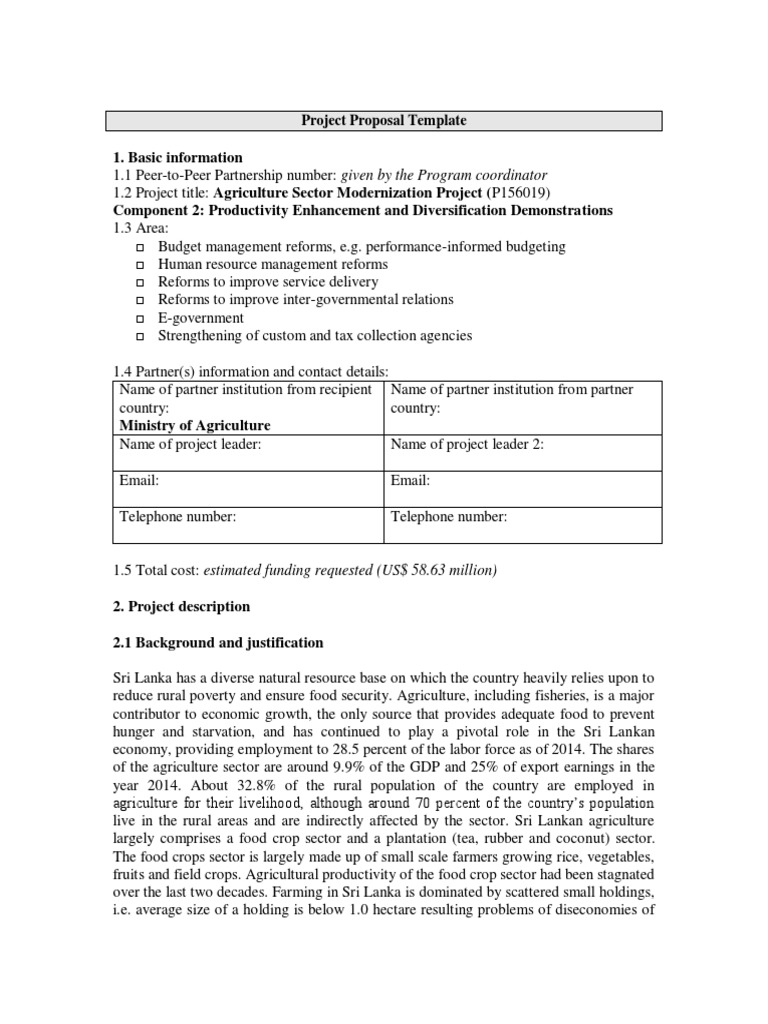 Project Proposal Template Organic Farming Agriculture
