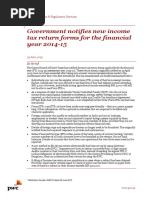 Pwc News Alert 23 June 2015 Government Notifies New Income Tax Return Forms for the Financial Year 2014 15