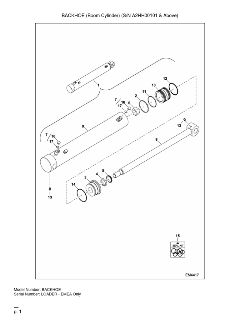 Backhoe Boom Cylinder Parts List | PDF | Technology & Engineering ...