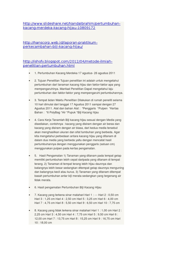 Metode Ilmiah Biji Kecambah