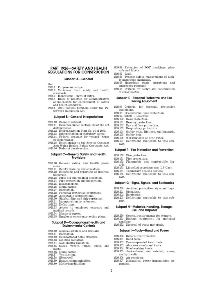 29 CFR 1926 | PDF | Demolition | Occupational Safety And Health ...