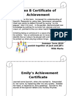 Summer Certificate Alex B's & Emily's (2010)