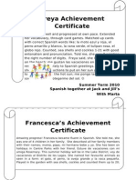Summer Certificate Freya's & Francesca's (2010)
