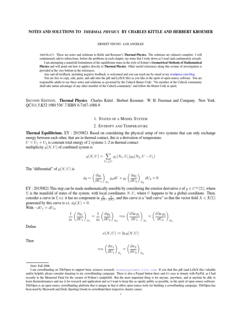 Kittel Kroemer Thermal Physics | Differential Form | Differential Geometry