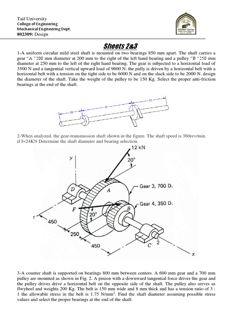 Shaft Design and Bearing Selection Guide | PDF | Belt (Mechanical) | Gear