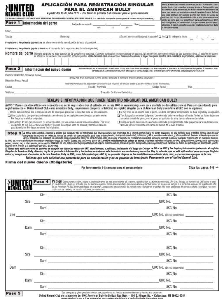 Registro Singular del American Bully | PDF | Correo | Subespecie De Canis  Lupus, image size:768x1024