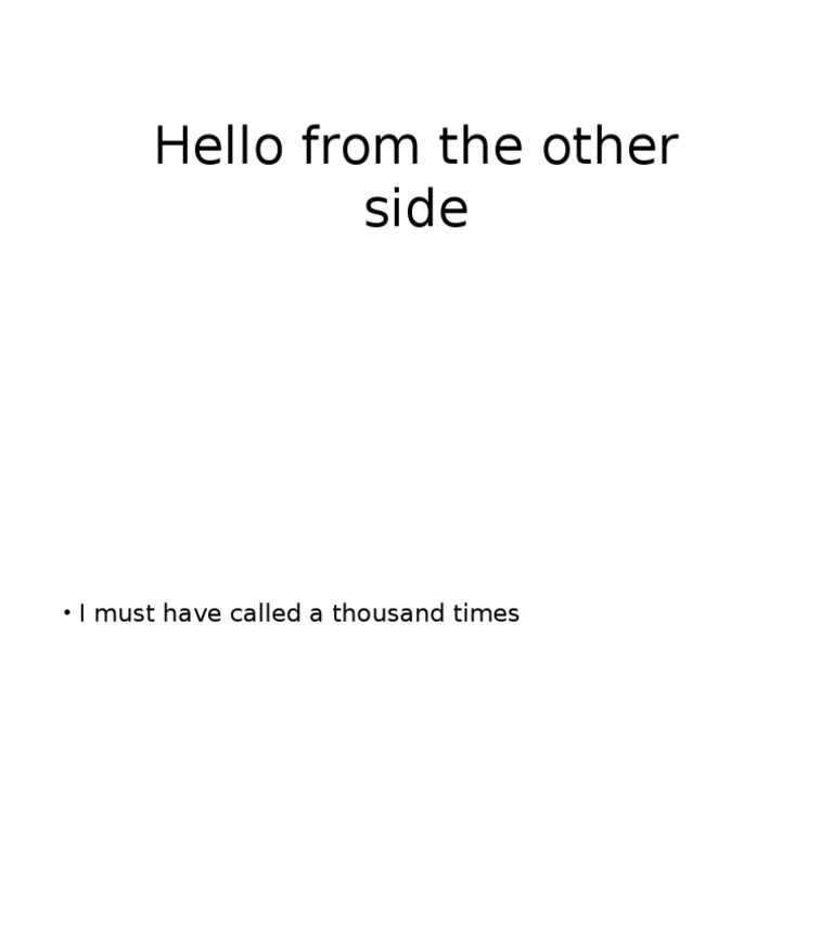 Hello from the Other Side Lyrics | PDF
