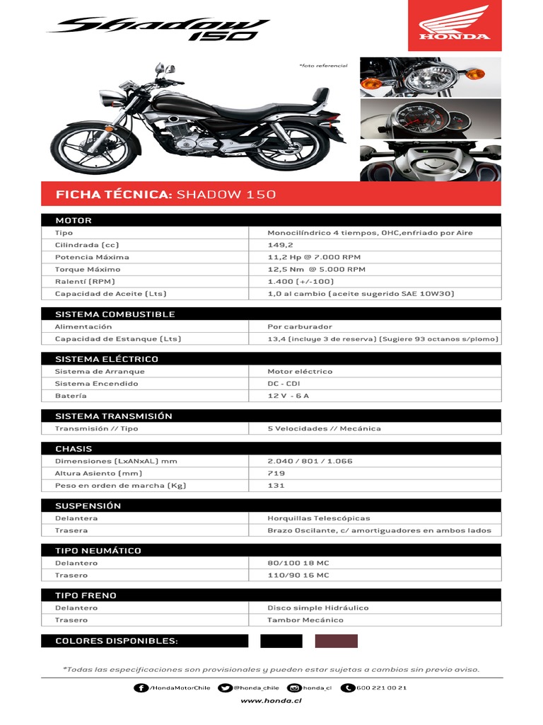 Ficha Tecnica Shadow 150