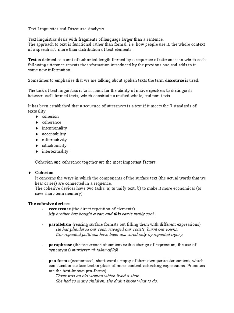 Text Linguistics: Key Concepts Explained | PDF | Linguistics | Human ...