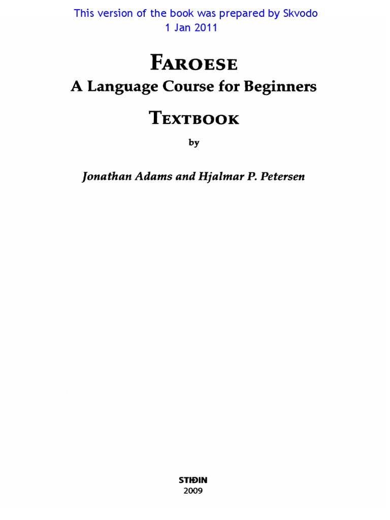 Faroese A Language Course For Beginners Textbook PDF  PDF 