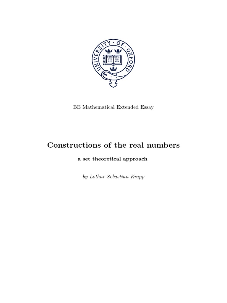 Constructions of The Real Numbers PDF Real Number Field (Mathematics)
