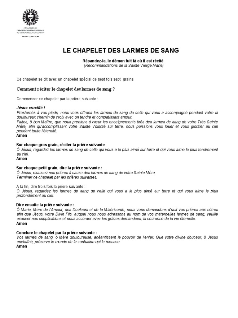 Chapelet Des Larmes de Sang