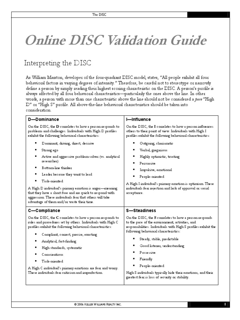 KWU Recruit Select Online DISC Val Guide v3.2 PDF | PDF | Behavior ...