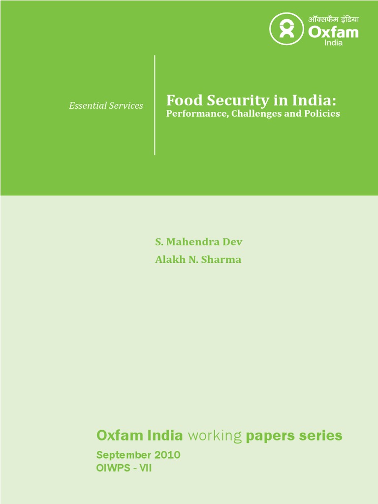 Food Security in India: Performance, Challenges and Policies | PDF ...