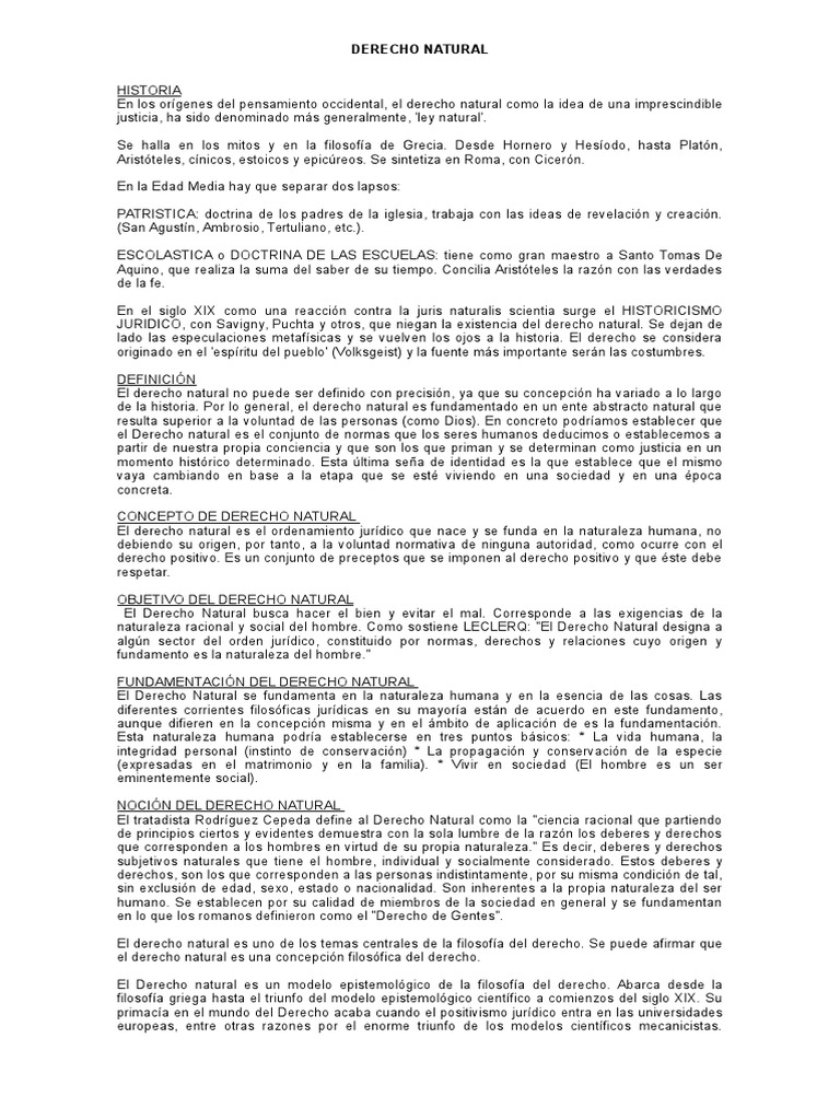 Historia y Conceptos del Derecho Natural | PDF | La Ley natural ...