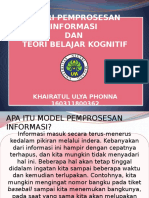 Teori Pemprosesan Informasi DAN Teori Belajar Kognitif: Khairatul Ulya Phonna 160311800362