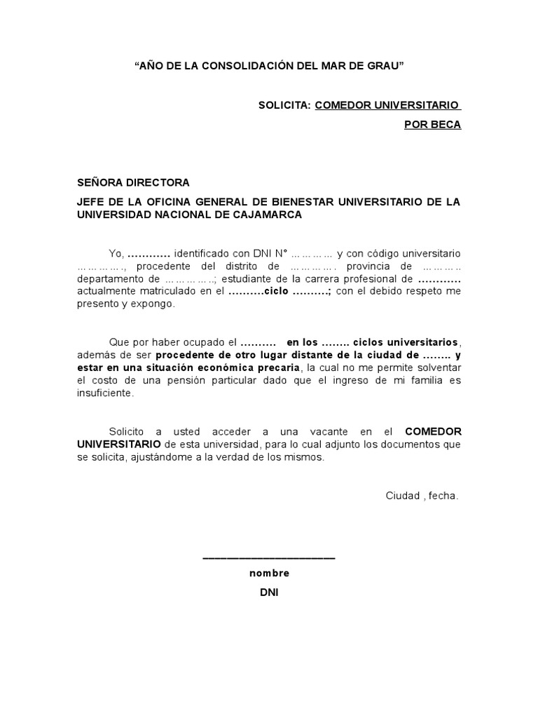 Solicitud de Beca para Comedor Universitario | PDF
