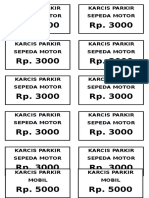 Karcis Parkis Mobil Motor New