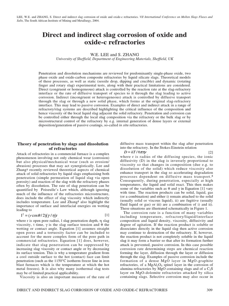 Slag Attack Mag Carb | PDF | Refractory | Corrosion