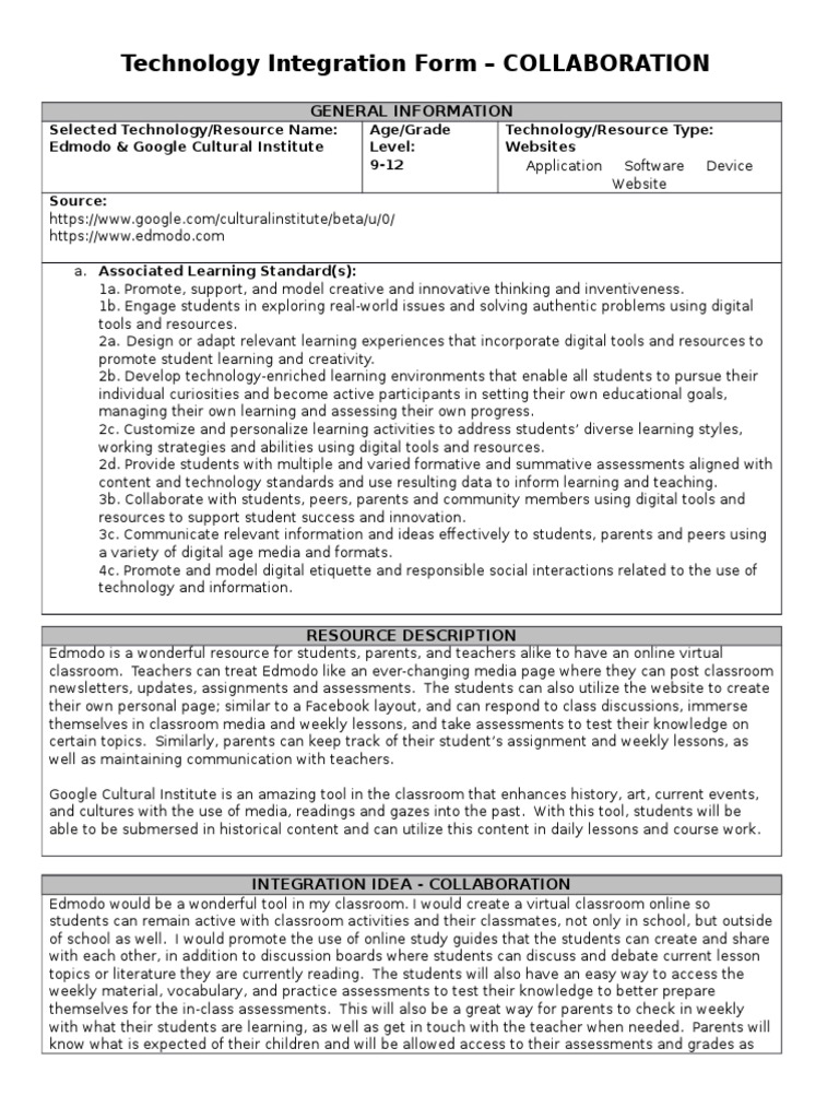 Edmodo & Google Cultural Institute Integration | PDF | Educational ...