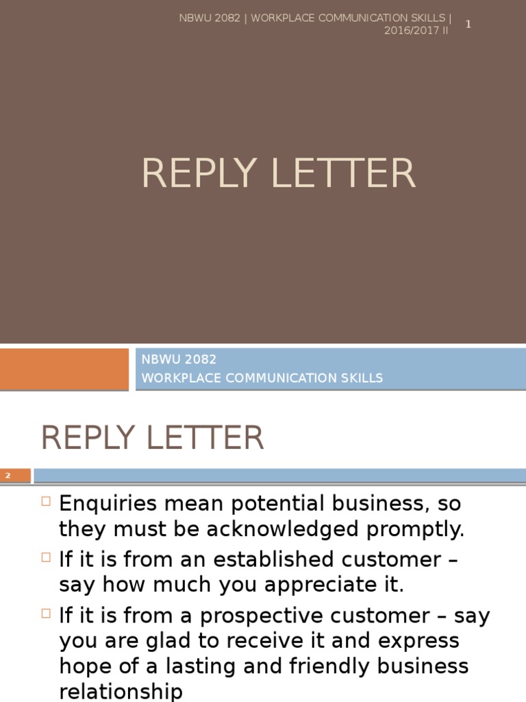 Reply Letter Format for Business Enquiries | PDF | Business