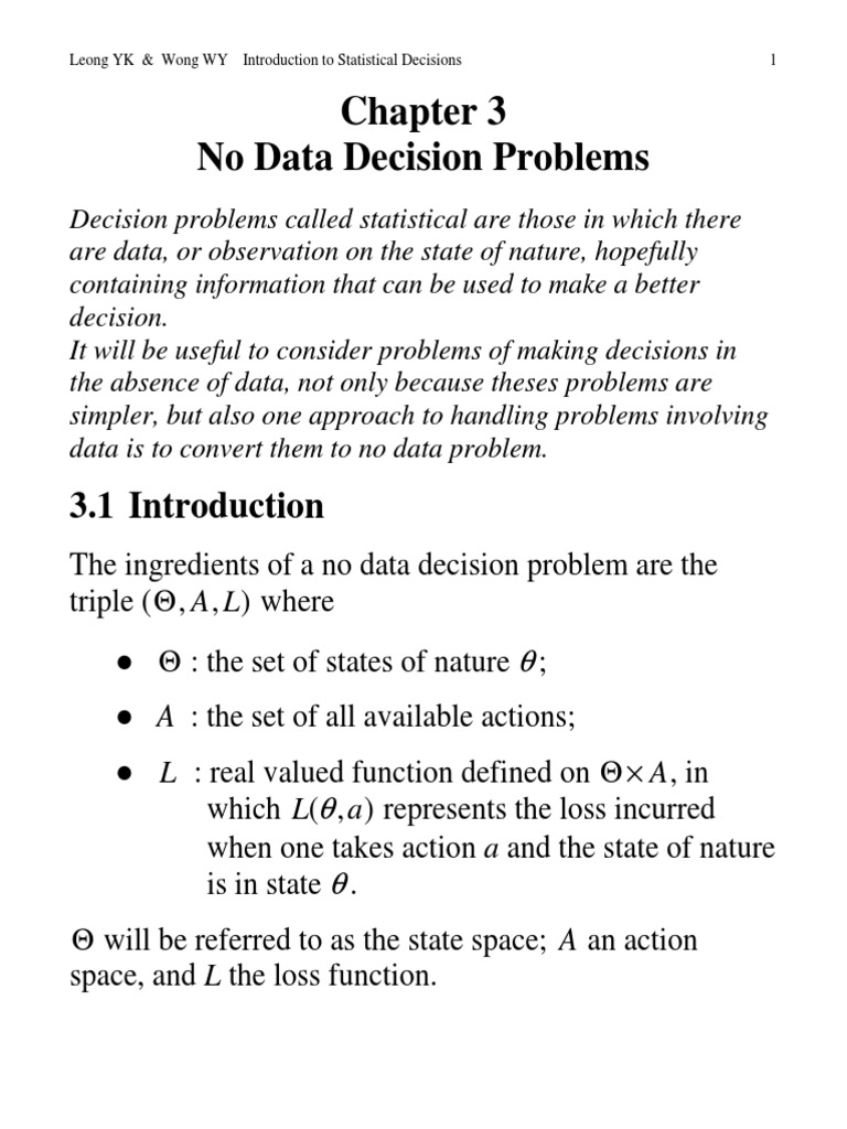 No Data Decision Problems Explained | PDF | Loss Function | Randomness