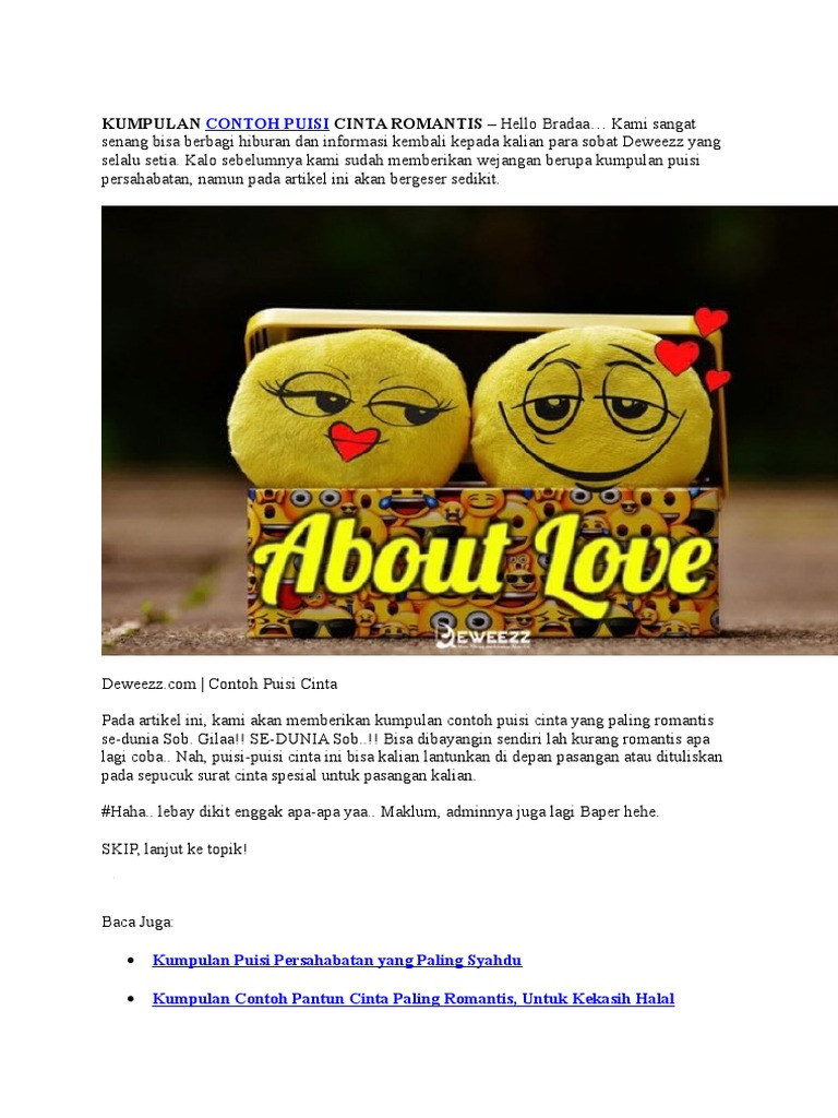 Kumpulan Contoh Puisi Cinta Romantis