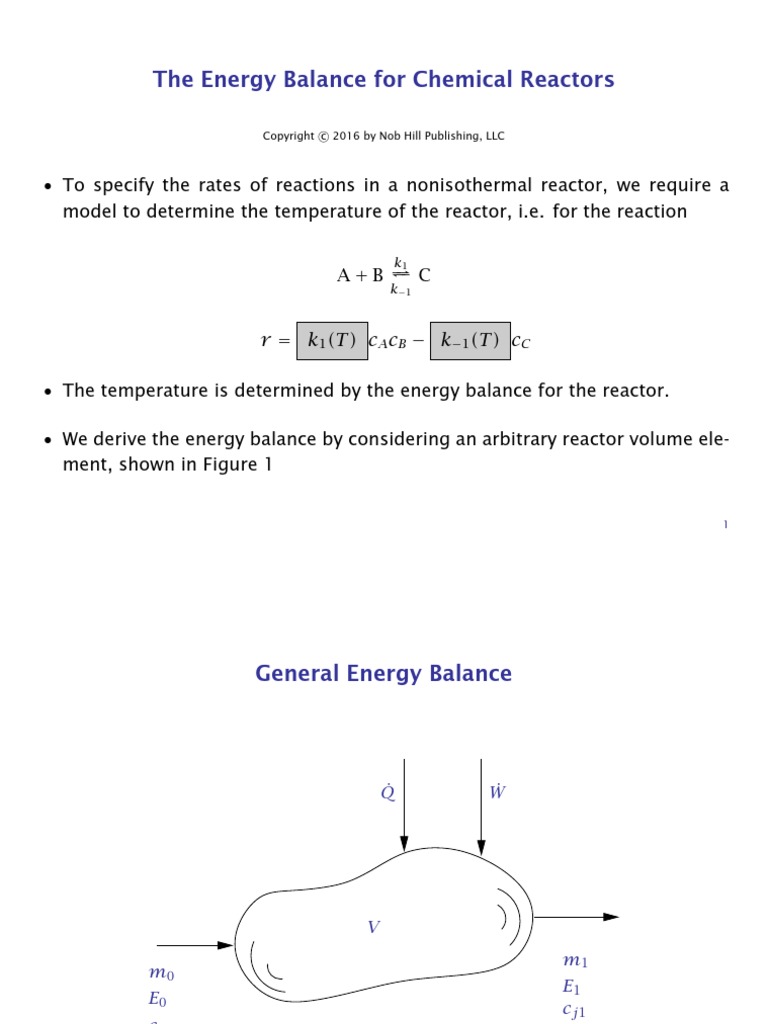Cstr Energy Balance Pdf Pdf Enthalpy Chemical Reactor