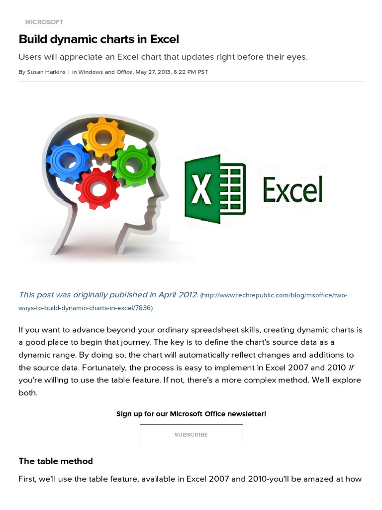 Creating Dynamic Charts in Excel | PDF | Microsoft Excel | Spreadsheet