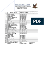 Daftar Harga Menu