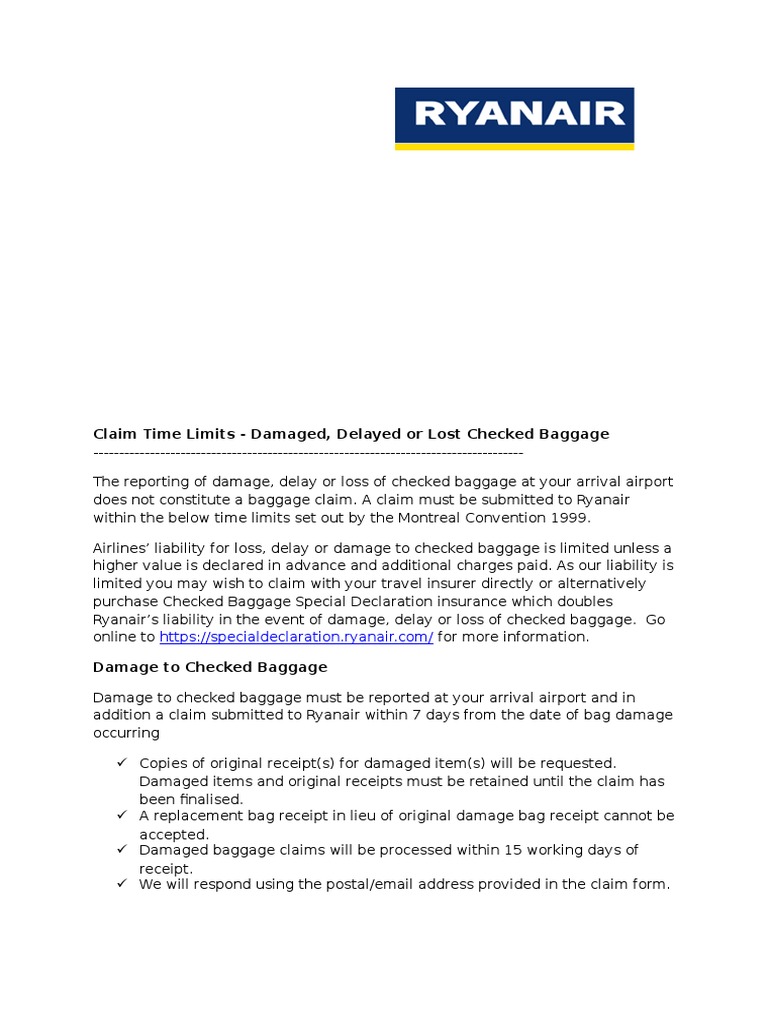 damaged baggage compensation