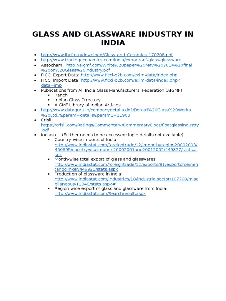 Glass Industry in India Overview | PDF