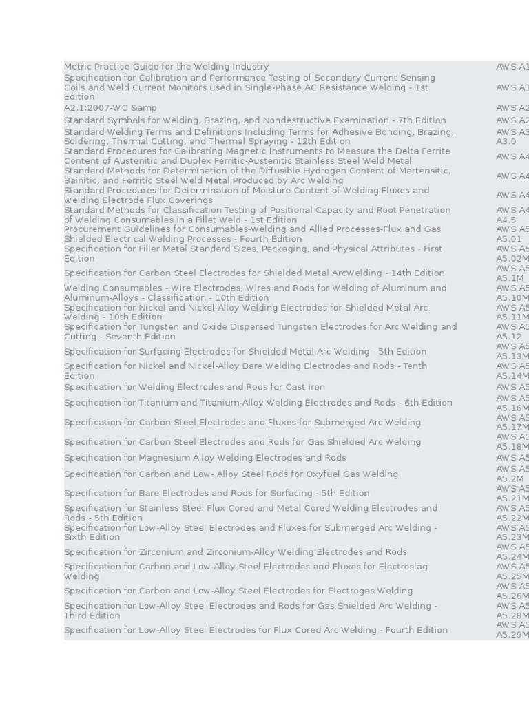 All AWS - Codes | PDF | Welding | Construction
