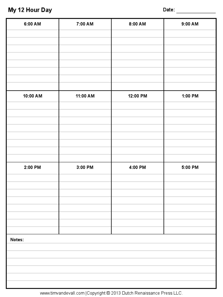Daily Schedule Template 07 PDF