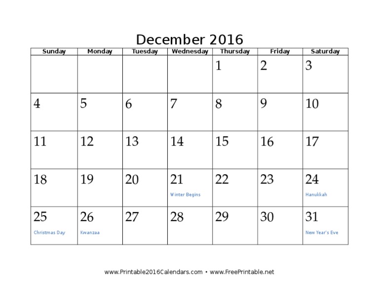December 2016 1 2 3 4 5 6 7 8 9 10 11 12 13 14 15 16 17 18 19 20 21 22 ...
