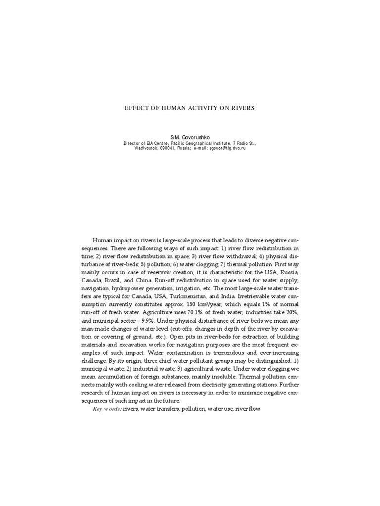 Human Impact on River Systems | PDF | Reservoir | River