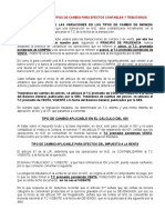 Aplicación Tipos de Cambio para Efectos Contables y Tributarios