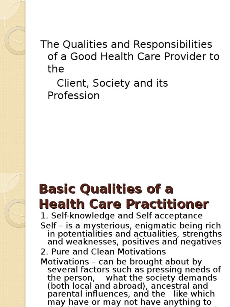 Qualities of A Healthcare Provider PDF
