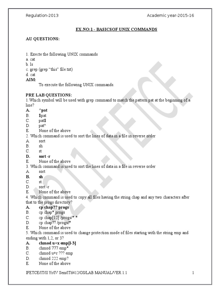 An Introduction to Basic UNIX Commands: Exploring Directories, Files ...