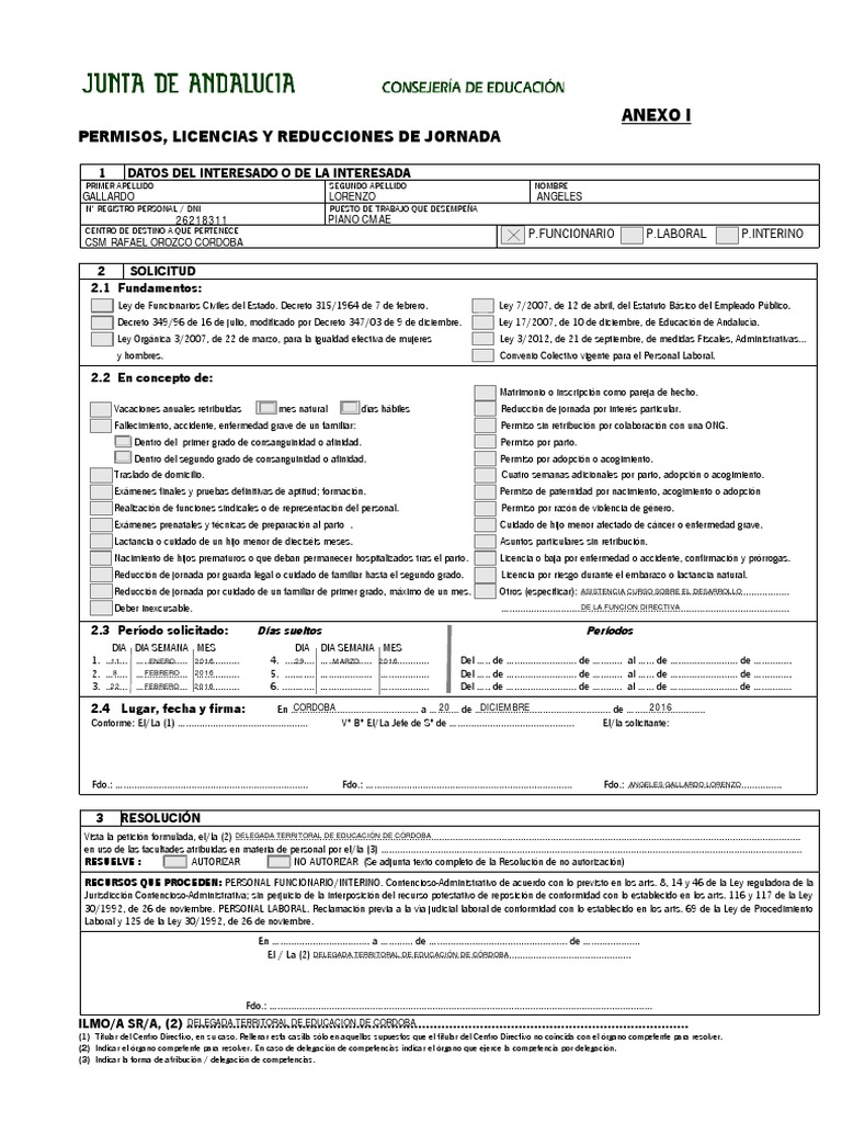 ANEXO I (Solicitud Permisos y Licencias) Adopción Parto