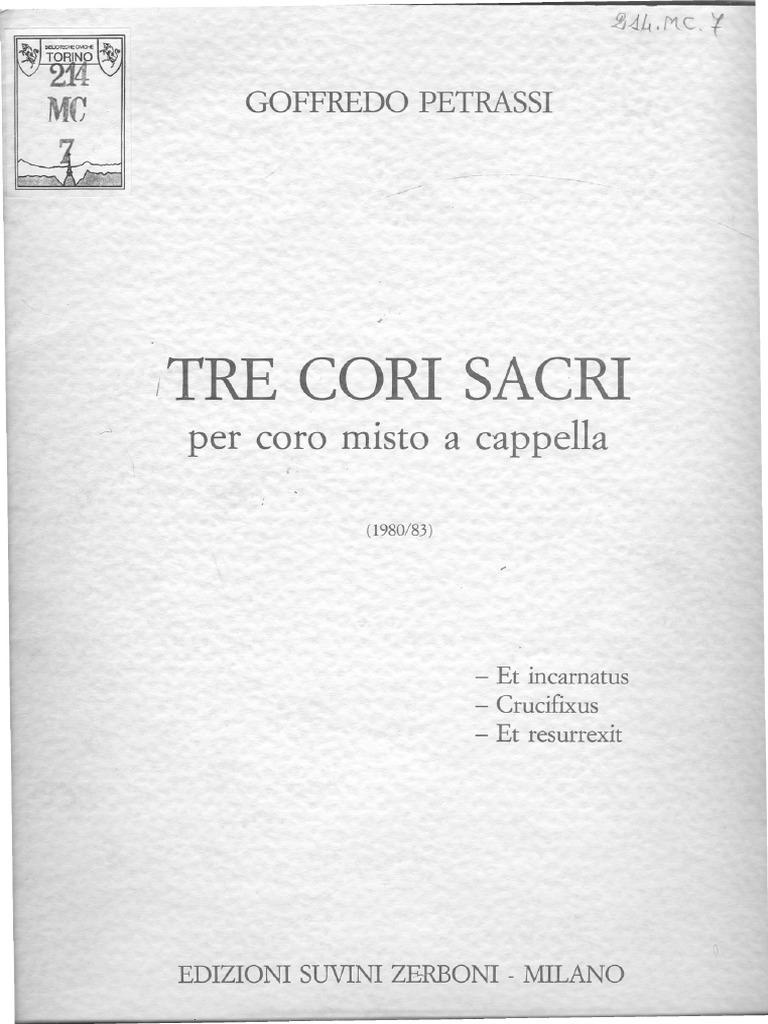 Tre Cori Sacri Per Coro Misto A Cappella Pdf
