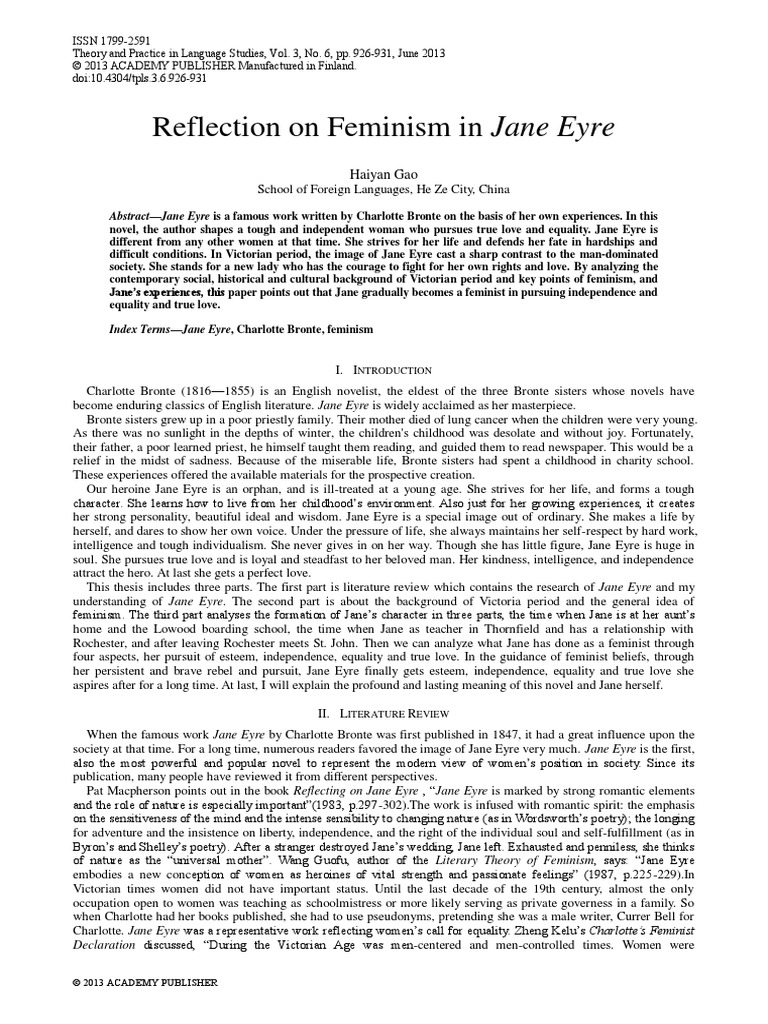 Jane Eyre PDF PDF Jane Eyre Feminism
