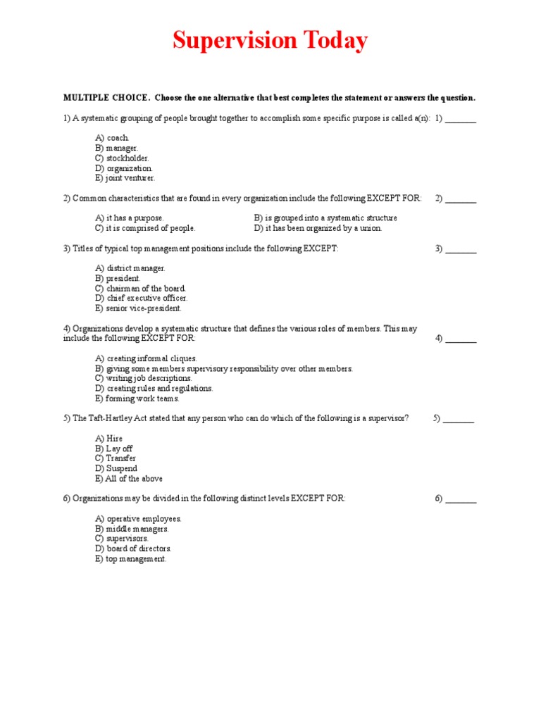 Supervisory Skills Assessment Overview | PDF | Competence (Human ...