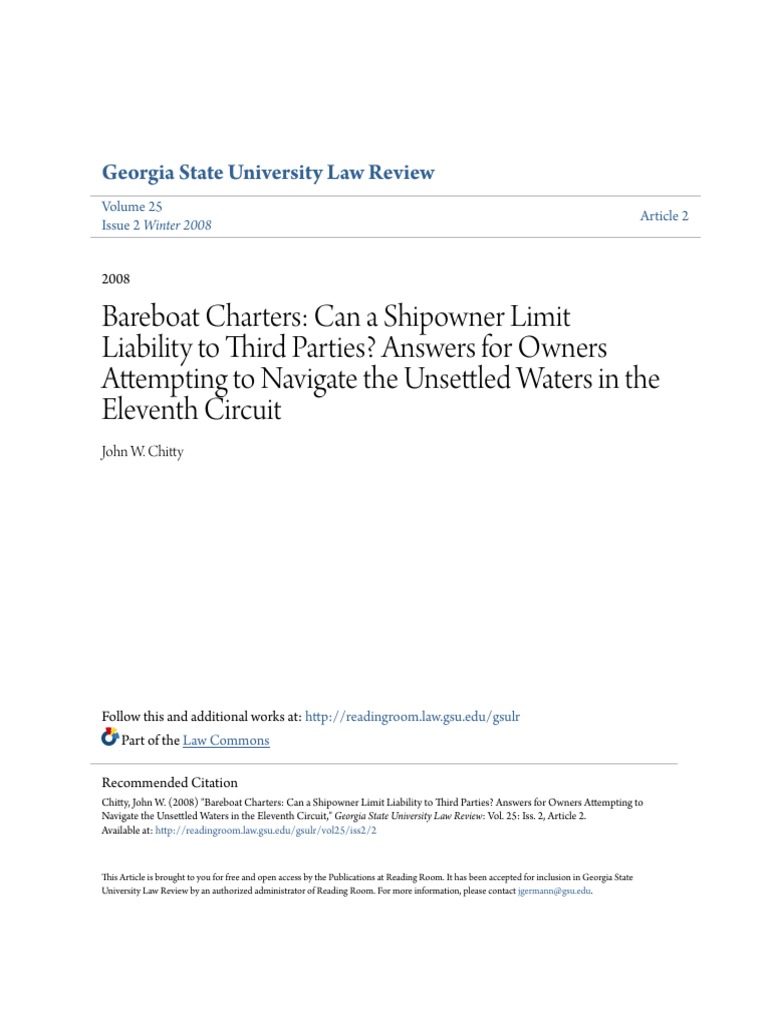 Bareboat Charters - Can A Shipowner Limit Liability To Third Part ...