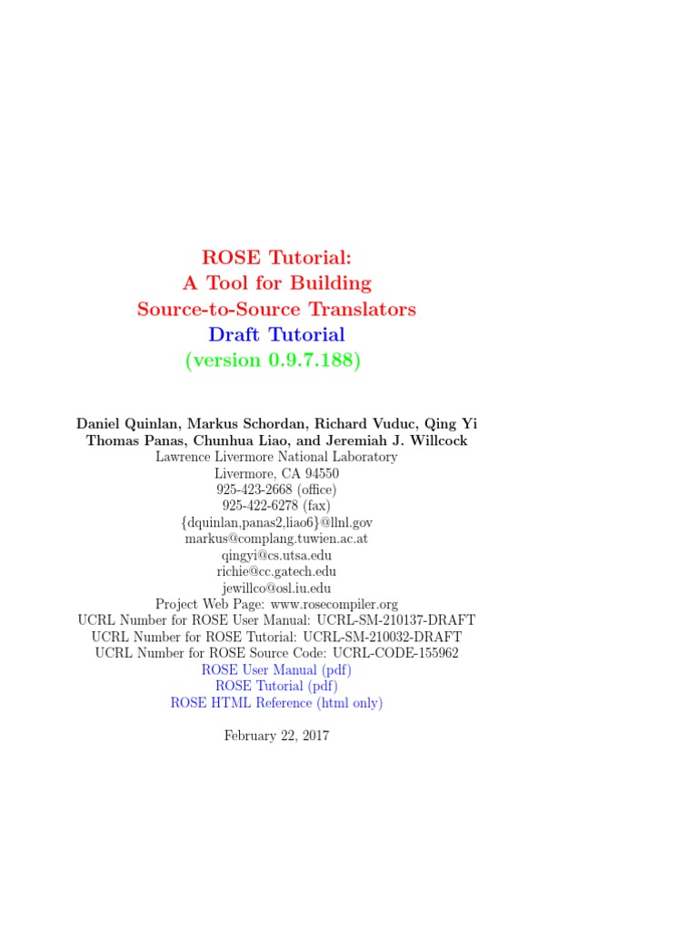 ROSE Tutorial | Input/Output | Parameter (Computer Programming)