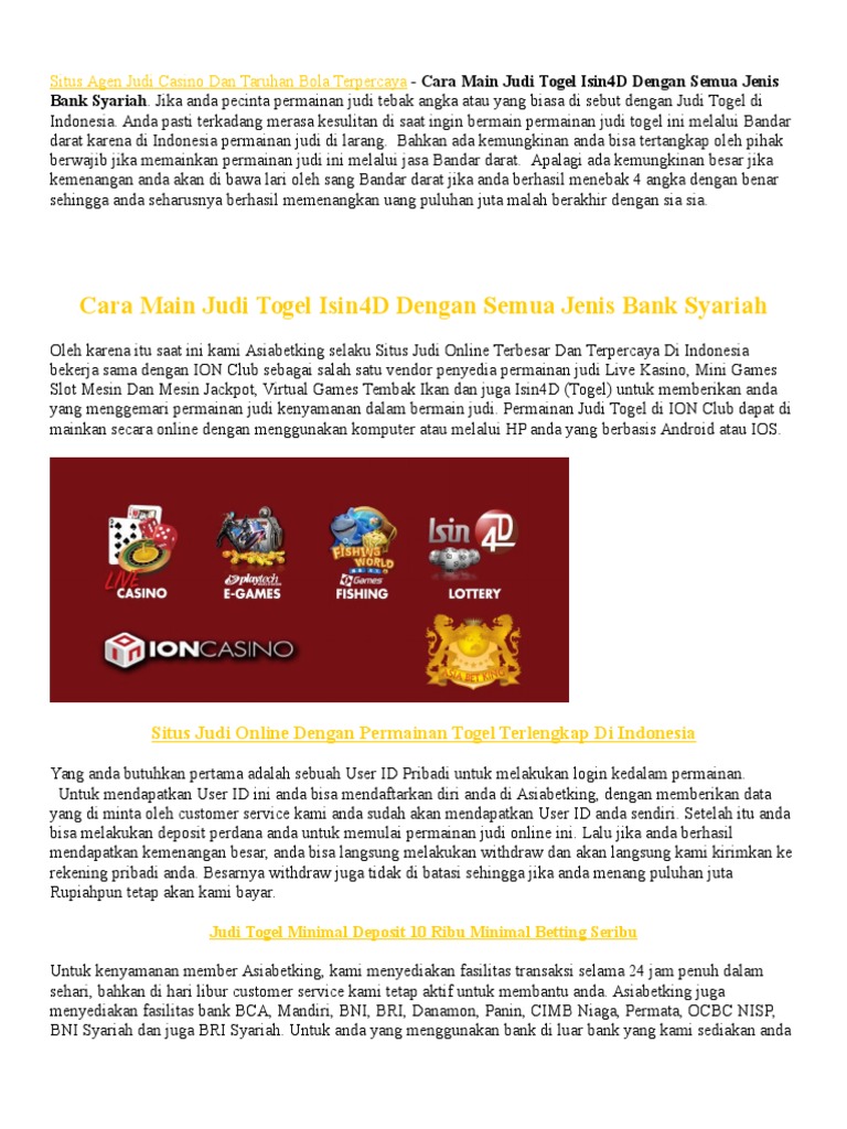Cara Main Judi Togel Isin4d Dengan Semua Jenis Bank Syariah Cara Main Judi Togel Isin4d Dengan Semua Jenis Bank Syariah